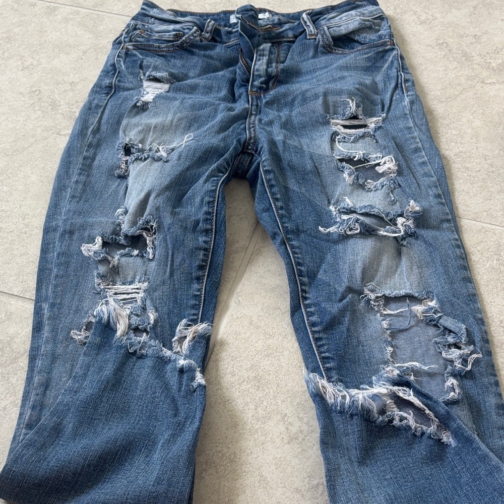 Distressed Blue Jeans